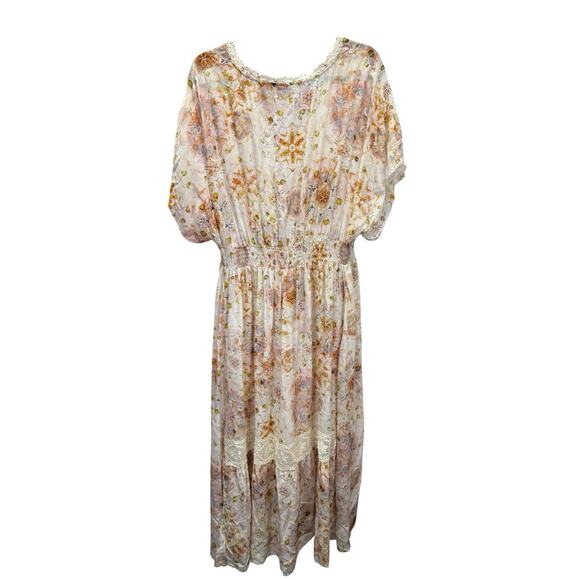 Johnny Was Silk Floral Maxi Dress Boho Kimono Sleeve Flowy Size XL - Picture 7 of 14